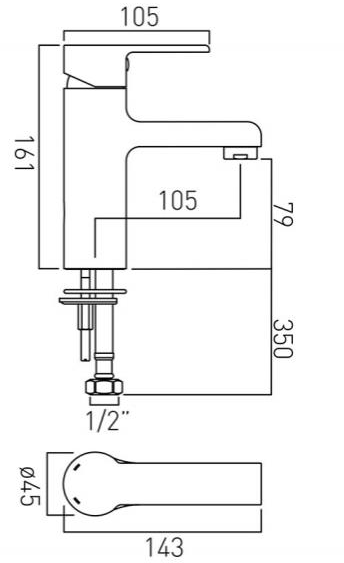 Technical image of Vado Ion Basin & Bath Filler Tap Pack (Chrome).