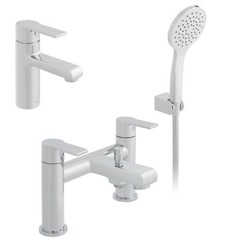 Larger image of Vado Ion Basin & Bath Shower Mixer Tap Pack With Kit (Chrome).