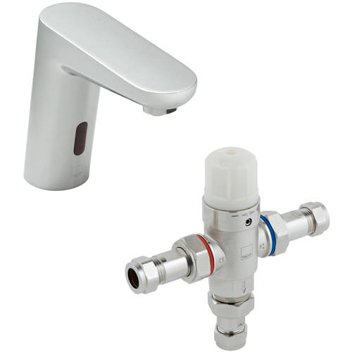 Larger image of Vado I-Tech Infra-Red Mono Basin Tap & In-Line Thermostatic Valve.