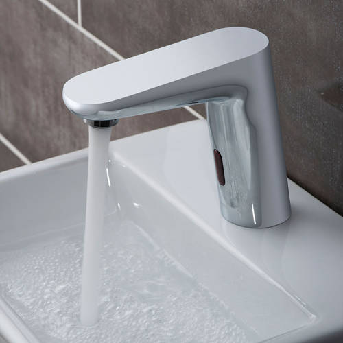 Example image of Vado I-Tech Infra-Red Mono Basin Tap & In-Line Thermostatic Valve.