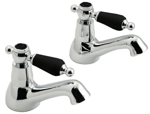 Example image of Vado Kensington Basin Taps & Wall Mounted BSM Tap (Chrome & Black).