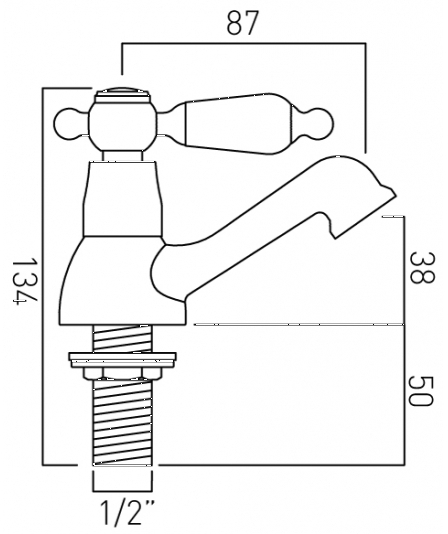 Technical image of Vado Kensington Basin Taps & Wall Mounted BSM Tap (Chrome & Black).