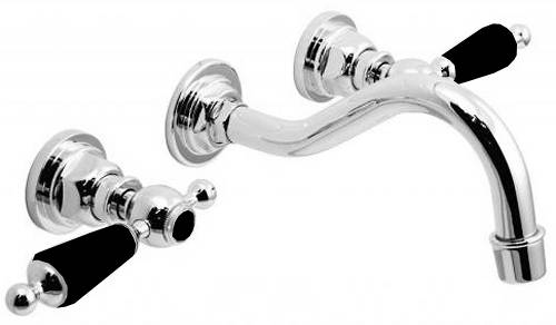 Example image of Vado Kensington Wall Mounted Basin & BSM Tap Pack (Chrome & Black).