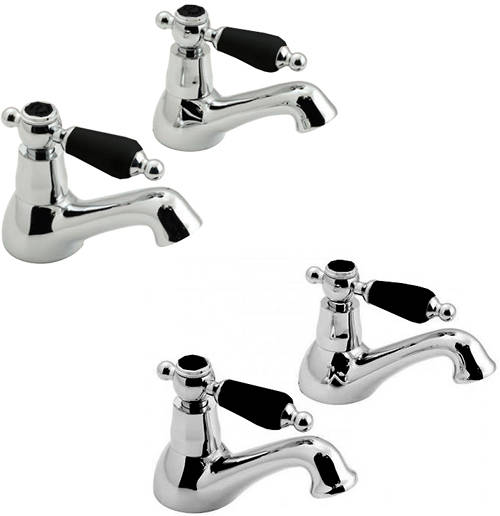 Larger image of Vado Kensington Basin & Bath Taps Pack (Chrome & Black).