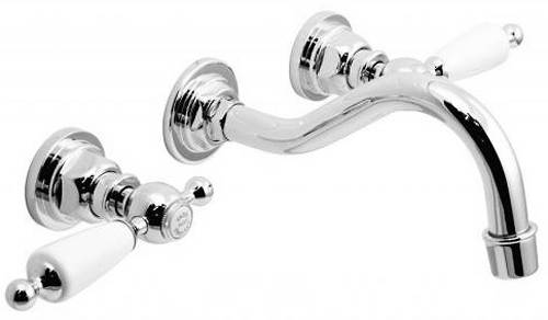 Example image of Vado Kensington Wall Mounted Basin & Bath Filler Tap Pack (Chrome & White).