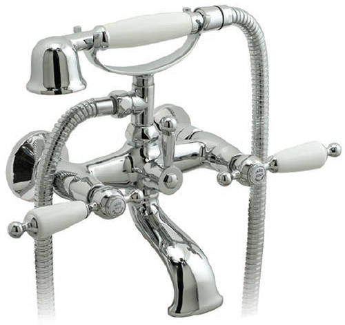 Example image of Vado Kensington Basin Taps & Wall Mounted BSM Tap (Chrome & White).