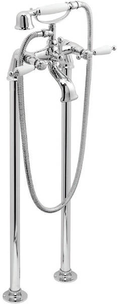 Example image of Vado Kensington Basin Mixer & Floorstanding BSM Tap Pack (Chrome & White).