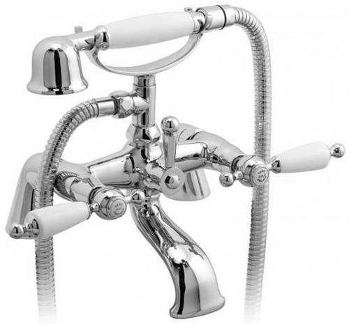 Example image of Vado Kensington Basin & Bath Shower Mixer Tap Pack (Chrome & White).