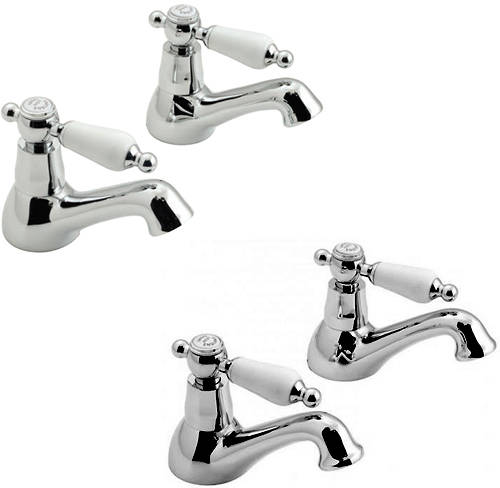 Larger image of Vado Kensington Basin & Bath Taps Pack (Chrome & White).