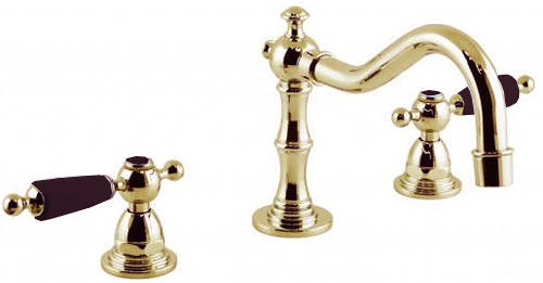 Example image of Vado Kensington 3 Hole Basin Mixer & Bath Filler Tap Pack (Gold & Black).