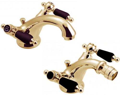 Larger image of Vado Kensington Basin & Bidet Mixer Tap Pack (Gold & Black).