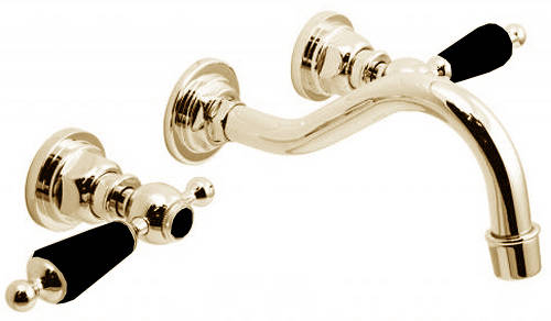 Example image of Vado Kensington Wall Mounted Basin & Bath Filler Tap Pack (Gold & Black).