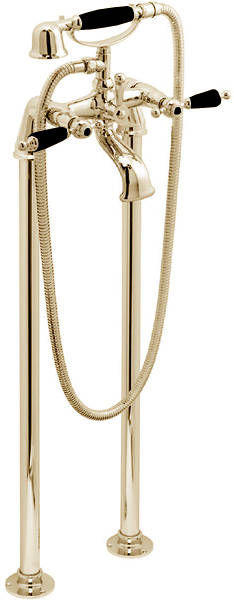 Example image of Vado Kensington Basin Taps & Floorstanding BSM Pack (Gold & Black).