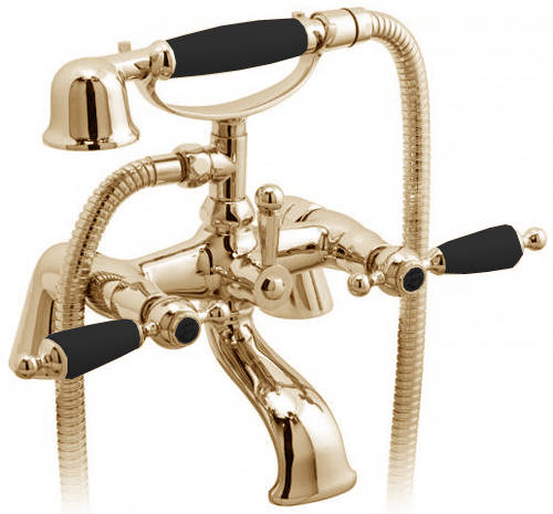 Example image of Vado Kensington Basin & Bath Shower Mixer Tap Pack (Gold & Black).