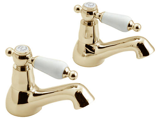 Example image of Vado Kensington Basin & Bath Filler Tap Pack (Gold & White).