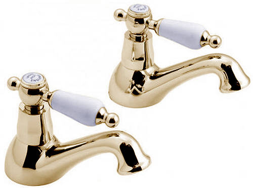 Example image of Vado Kensington Basin & Bath Taps Pack (Gold & White).