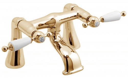 Larger image of Vado Kensington Pillar Mounted Bath Filler Tap (Gold & White).