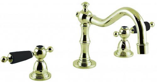 Larger image of Vado Kensington 3 Hole Basin Mixer Tap (Gold & Black).