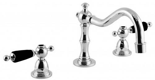 Larger image of Vado Kensington 3 Hole Basin Mixer Tap (Chrome & Black).