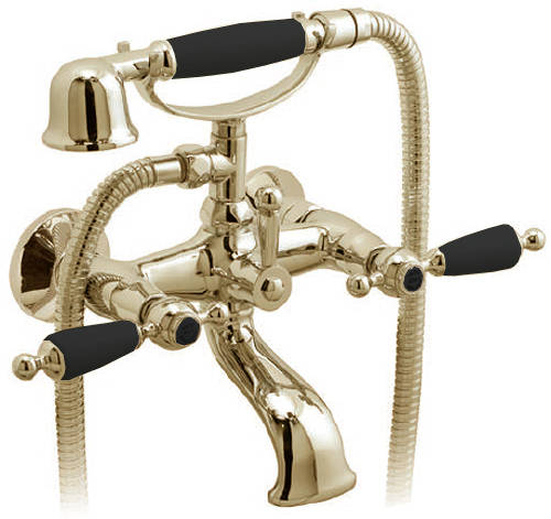 Larger image of Vado Kensington Wall Mounted Bath Shower Mixer Tap (Gold & Black).