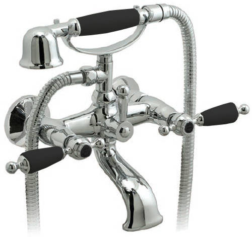 Larger image of Vado Kensington Wall Mounted Bath Shower Mixer Tap (Chrome & Black).