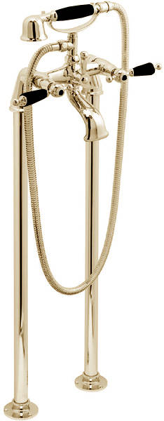 Larger image of Vado Kensington Floor Mounted Bath Shower Mixer Tap (Gold & Black).