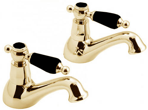 Larger image of Vado Kensington Pillar Bath Taps (Gold & Black).