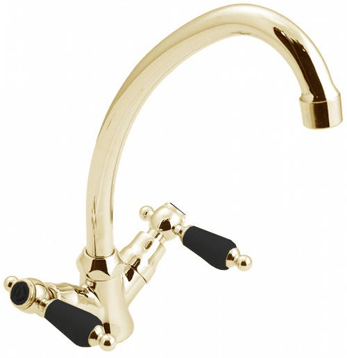 Larger image of Vado Kensington Kitchen Mixer Tap With Swivel Spout (Gold & Black).