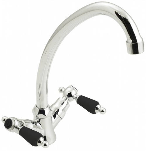 Larger image of Vado Kensington Kitchen Mixer Tap With Swivel Spout (Chrome & Black).