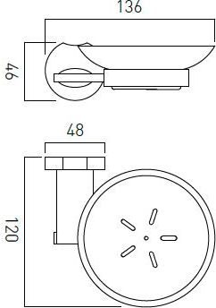 Technical image of Vado Kovera Frosted Glass Soap Dish & Holder (Chrome).