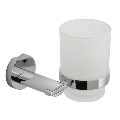 Larger image of Vado Kovera Frosted Glass Tumbler & Holder (Chrome).