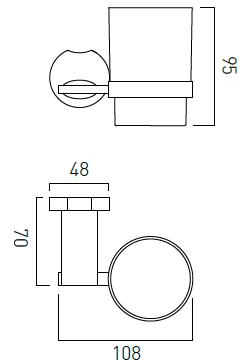 Technical image of Vado Kovera Frosted Glass Tumbler & Holder (Chrome).