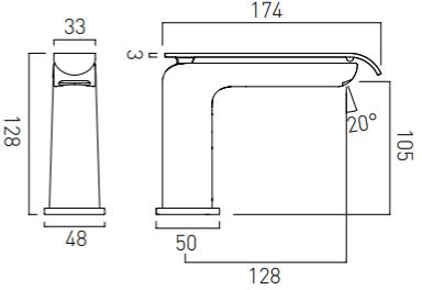 Technical image of Vado Kovera Wall Mounted Bath Shower Mixer & Basin Tap Pack (Chrome).