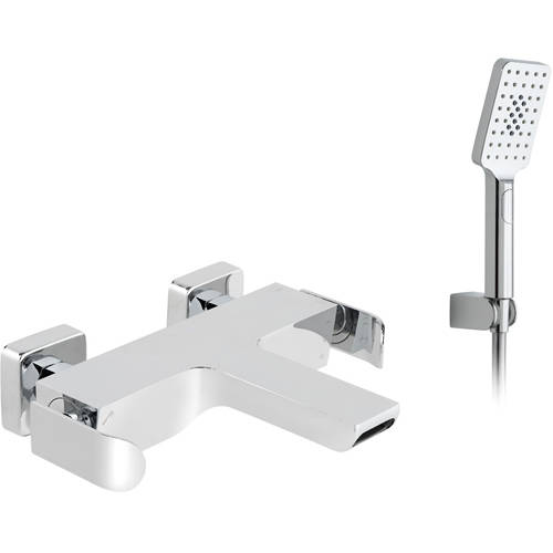 Example image of Vado Kovera Wall Mounted Bath Shower Mixer & Basin Tap Pack (Chrome).