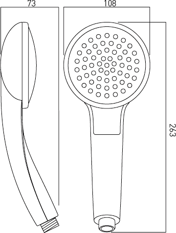 Technical image of Vado Liquid Crystal Shower Handset With Illuminated LCD Display.