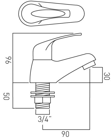 Technical image of Vado Matrix Pair Of Bath Taps (Chrome).