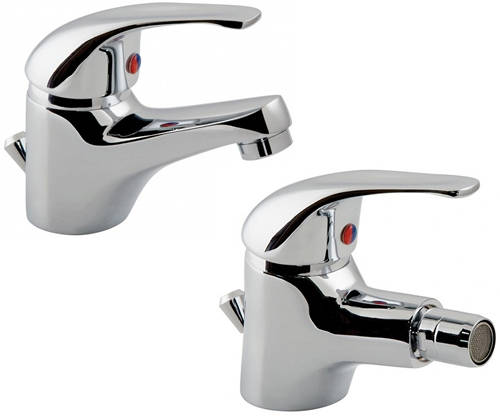 Larger image of Vado Matrix Basin & Bidet Mixer Taps Pack With Pop Up Wastes (Chrome).