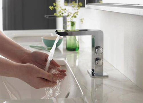 Example image of Vado Omika 4 Hole Bath Shower Mixer Tap With Bath Filler Waste & Basin Tap.
