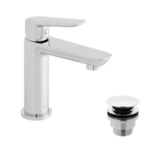 Vado Photon Mini Basin Mixer Tap With Universal Waste (Chrome).
