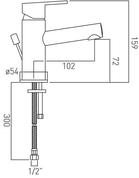 Technical image of Vado Sense Mono Basin Mixer Tap With Pop Up Waste (Chrome).