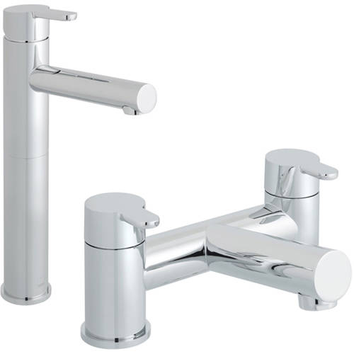 Larger image of Vado Sense Extended Basin & Bath Filler Taps Pack (Chrome).