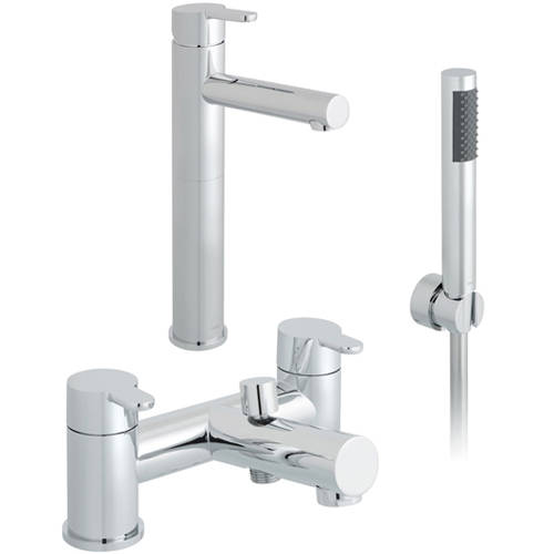 Larger image of Vado Sense Extended Basin & Bath Shower Mixer Taps Pack (Chrome).