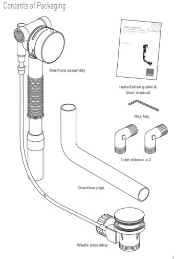 Technical image of Vado Sense 4 Hole Bath Shower Mixer Tap With Bath Filler Waste & Overflow.