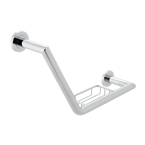 Vado Space Angled Grab Rail With Basket 456Mm (Chrome).