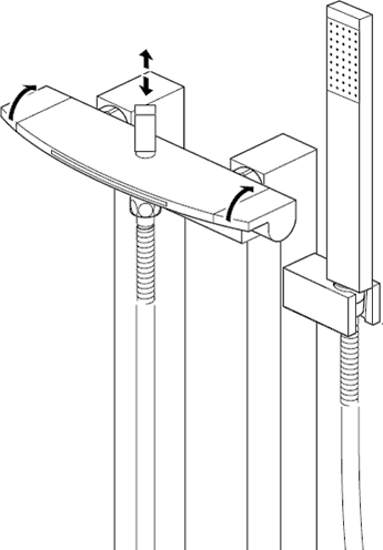 Technical image of Vado Summit Waterfall Bath Shower Mixer Tap With Stand Pipes & Shower Kit.