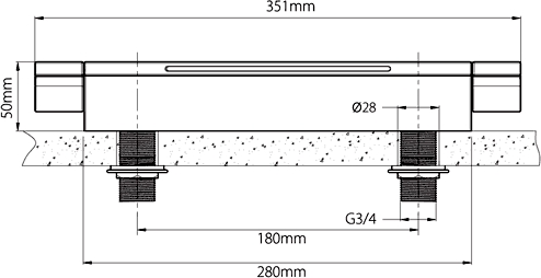 Technical image of Vado Summit Waterfall Bath Filler Tap (Chrome).