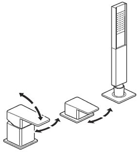 Technical image of Vado Synergie 3 Tap Hole Bath Shower Mixer With Shower Kit (No Spout).