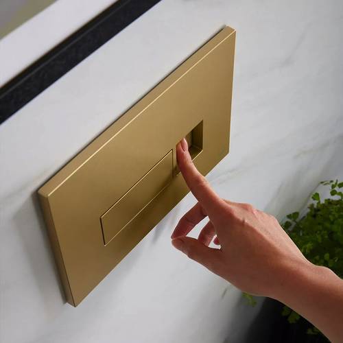 Example image of Vado Flush Plate With Square Buttons (Satin Brass).
