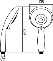 Technical image of Vado Space Shower Handset With 5 Spray Functions (Low Pressure).