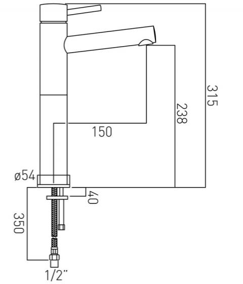 Technical image of Vado Zoo Extended Basin & Bath Shower Mixer Tap Pack (Chrome).